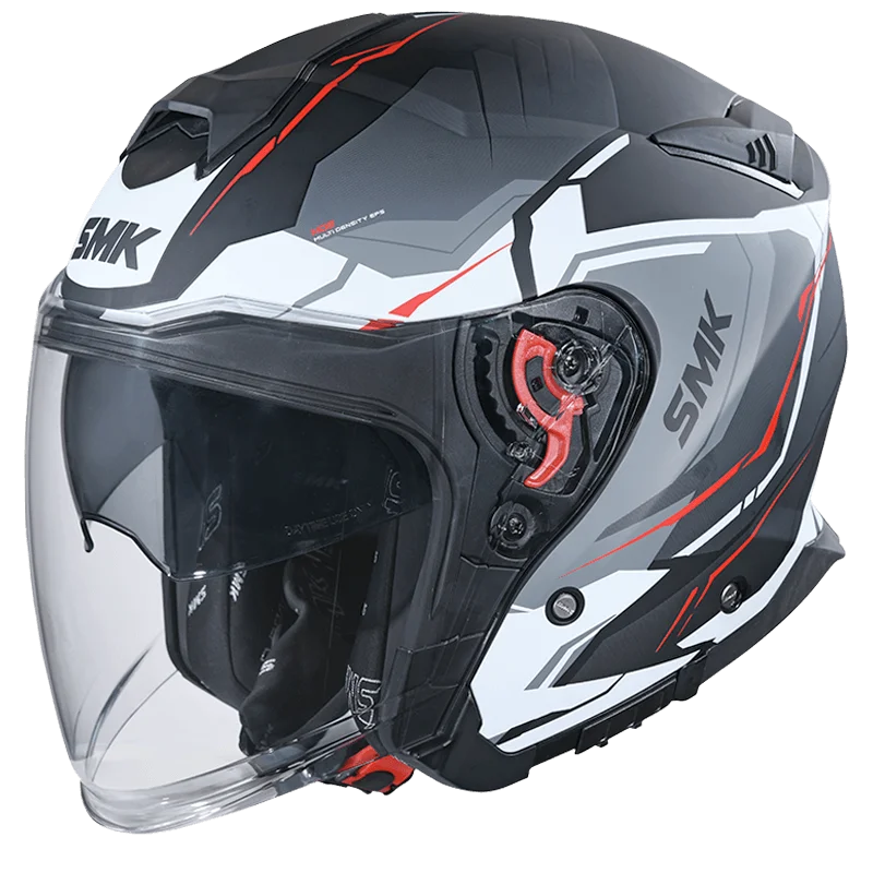 SMK Gtj Escape Open Face Half Helmet - Matt Grey White Red – MA213
