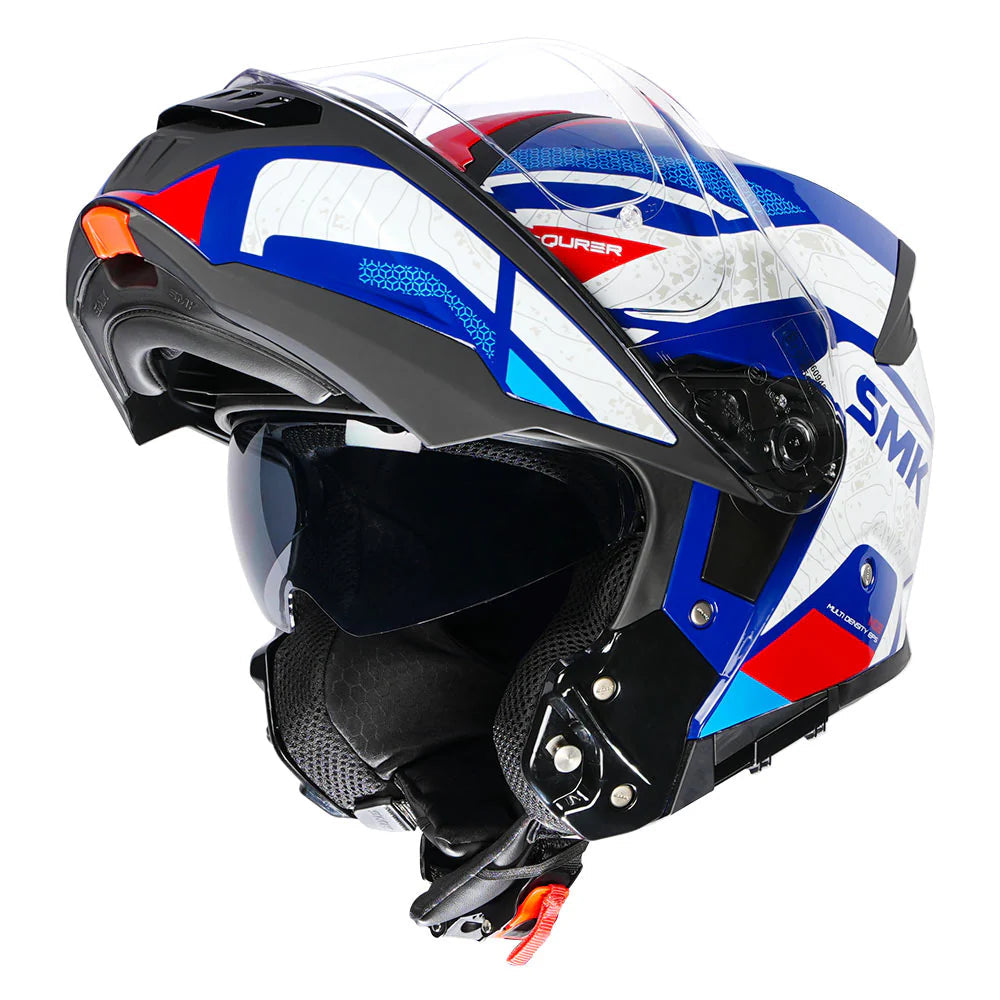 SMK Gullwing Navigator Gloss Blue White Red (GL513) Helmet ( Flip Up Touring Helmet )
