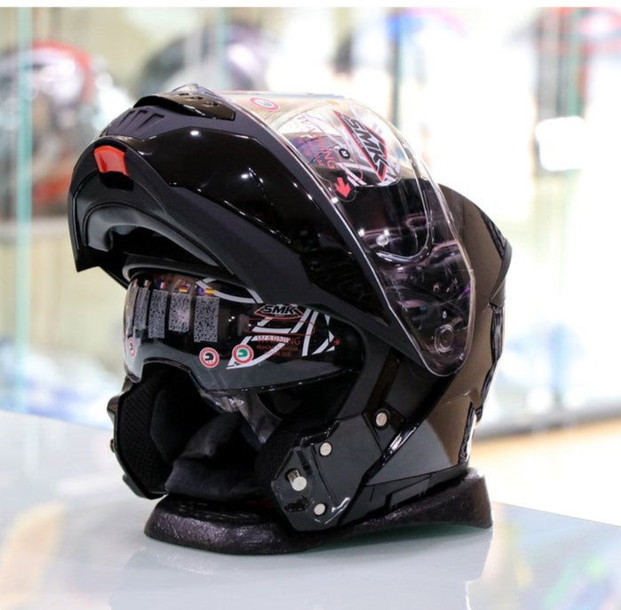 SMK Helmets - Gullwing Solid - Gloss Black- Dual Visor Flip Up Helmet (GL200)