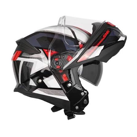SMK Helmets - Gullwing Venture - Gloss Red Black- Dual Visor Flip Up Helmet ( GL213 )