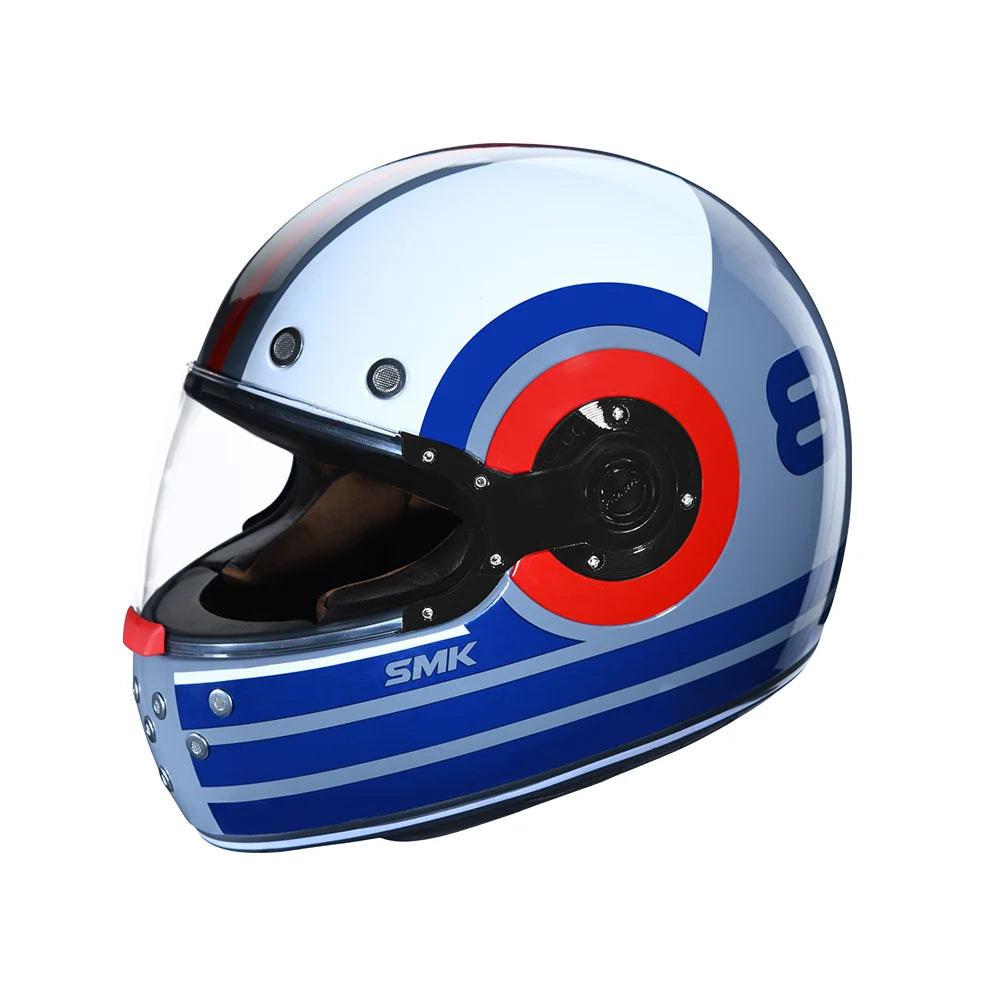 SMK Retro Ranko Grey Blue Red Gloss (GL653) Helmet