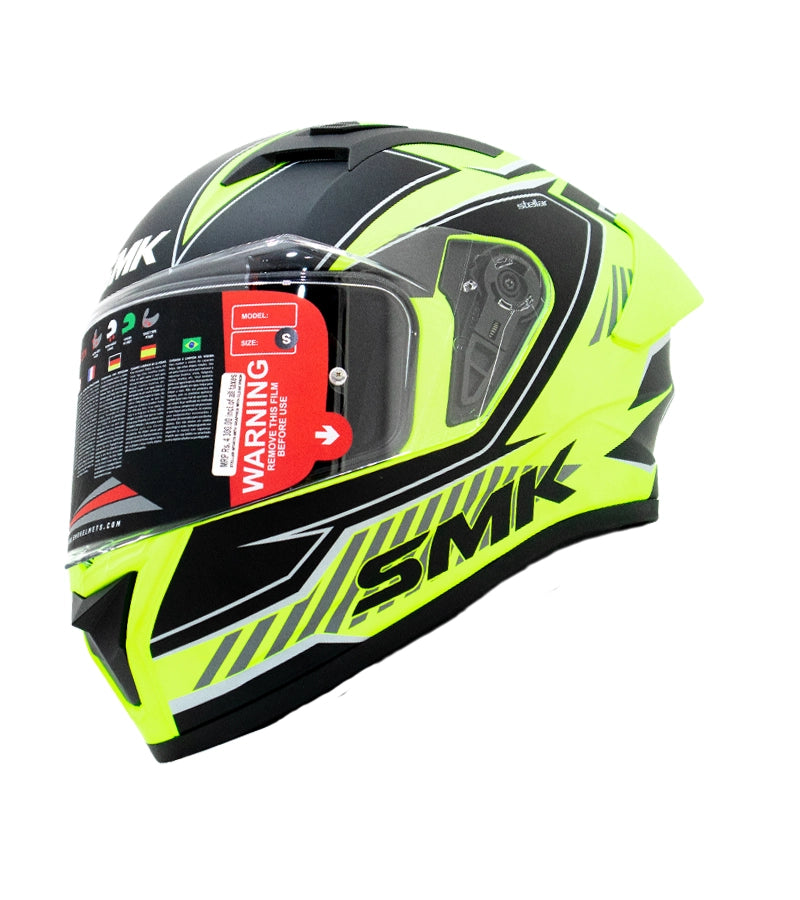 SMK Stellar Adox Helmet – MA426 Neon Matt Black Full Face Helmet