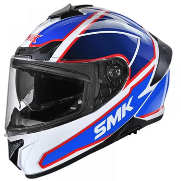 SMK Typhoon Aegis – D Ring With Dual Visor – GL-153 – Motorbike Helmet – (gloss White And Blue)