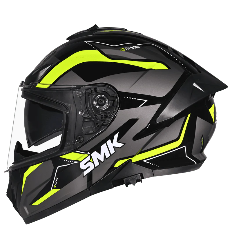 SMK Typhoon Azonix Gloss Black Grey Yellow (GL264) Helmet