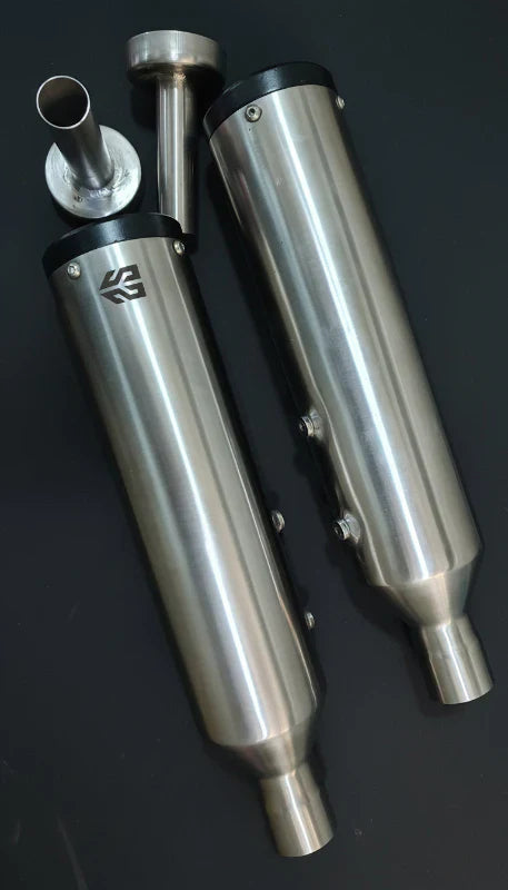 SS Motocorp Adaptable Slip-On Exhaust (Pair) for Royal Enfield Super Meteor 650 | Steel Finish Performance Silencer with DB Killers