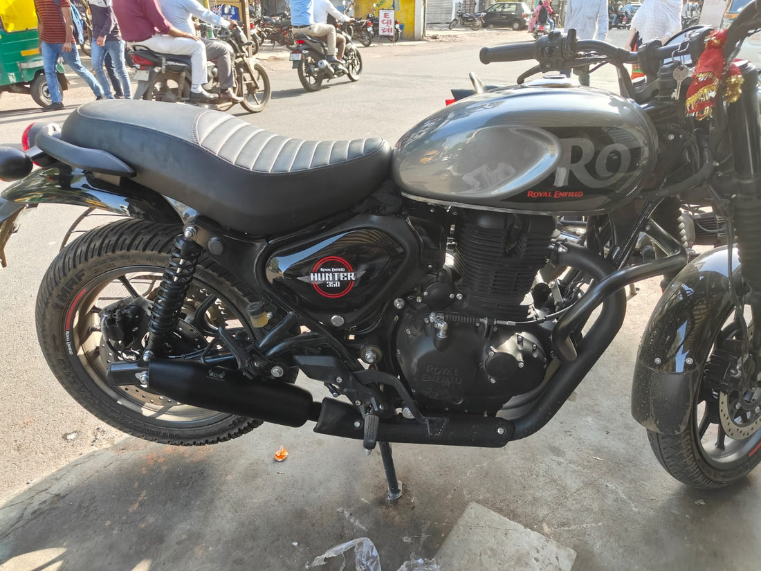 KP Racing System Mini Dolphin Black Exhaust for Royal Enfield Hunter 350, Bullet 350, Classic 350 Reborn & Meteor 350 | Deep Bassy Sound Performance Silencer