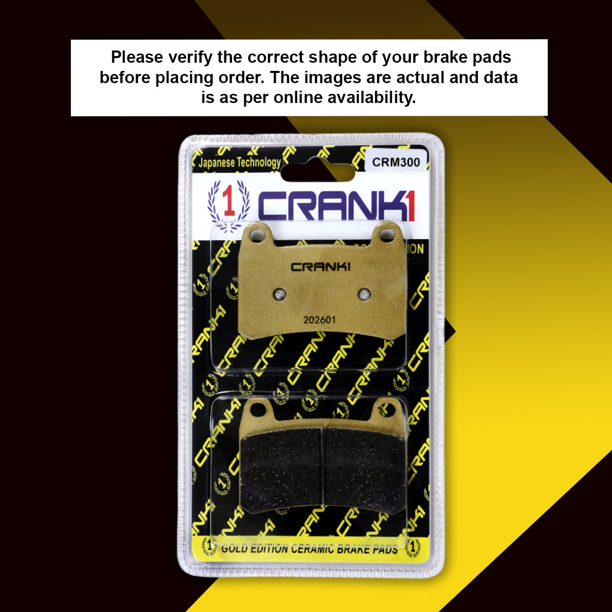 Crank 1 Ceramic Brake Pads For Benelli TNT 300 - Front- CRM269 - Image 2