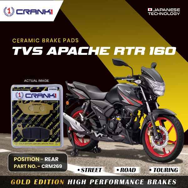 Crank 1 Ceramic Brake Pads For TVS Apache RTR 160- Rear - CRM269