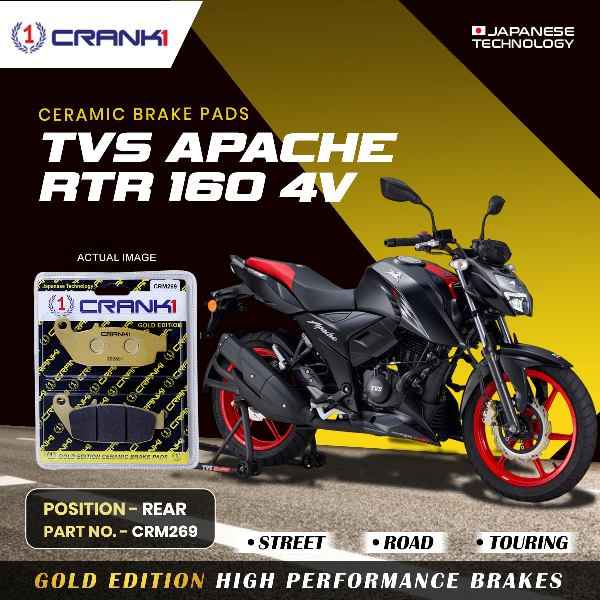 Crank 1 Ceramic Brake Pads For TVS Apache RTR 160 4V- Rear - CRM269