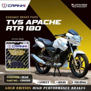 Crank 1 Ceramic Brake Pads For TVS Apache RTR 180- Rear - CRM269