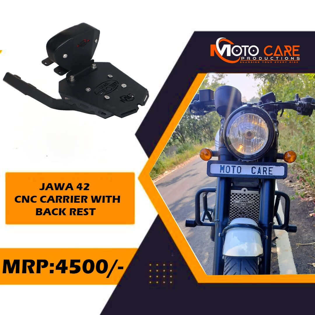 Moto care CNC Plate Carrier with Backrest For Jawa 42